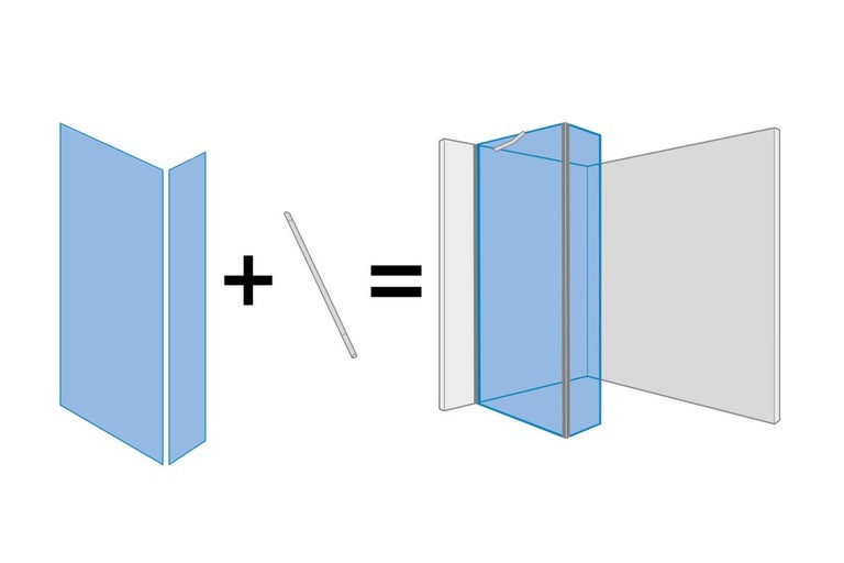 Ilustrace konstrukce sprchové stěny ze skleněných tvárnic