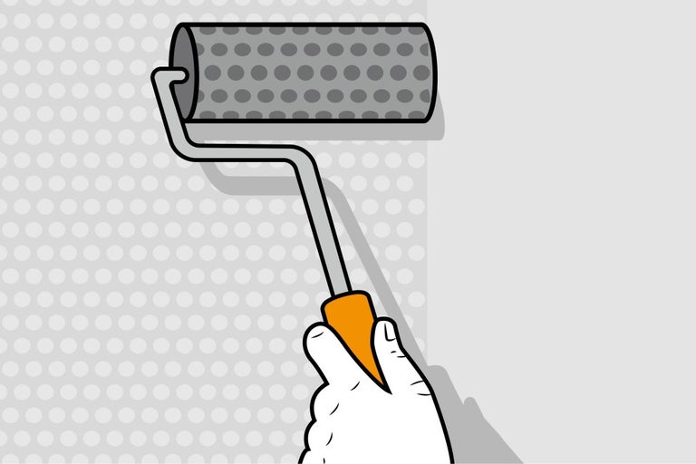 Ilustrace ruky držící malířský váleček