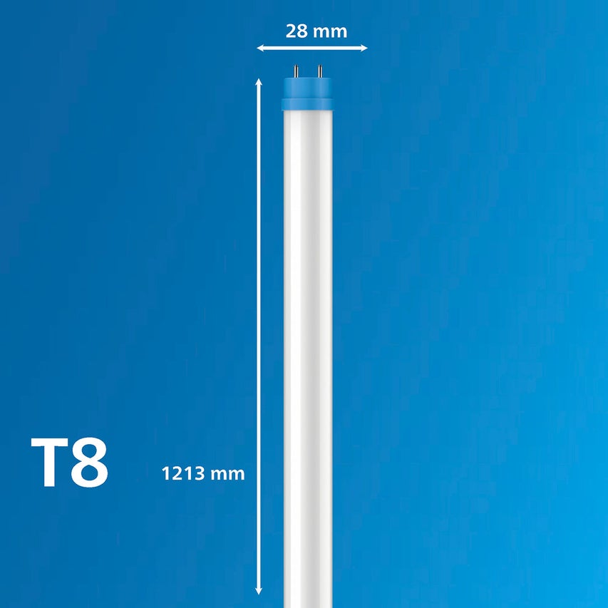LED trubice T8 s délkou 1213 milimetrů a průměrem 28 milimetrů