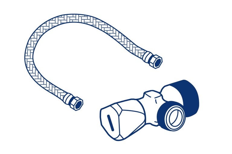 Rohový ventil s pancéřovou hadicí