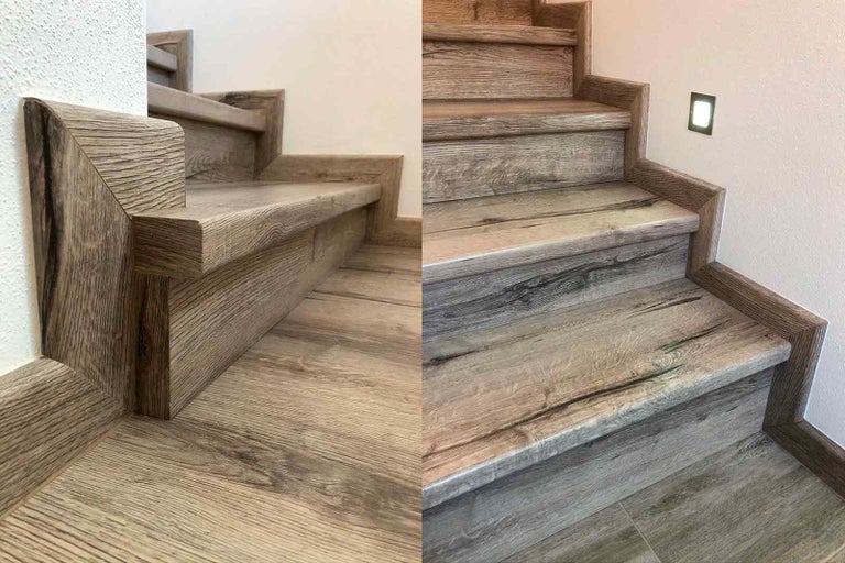 Schodiště s dřevěným dekorem