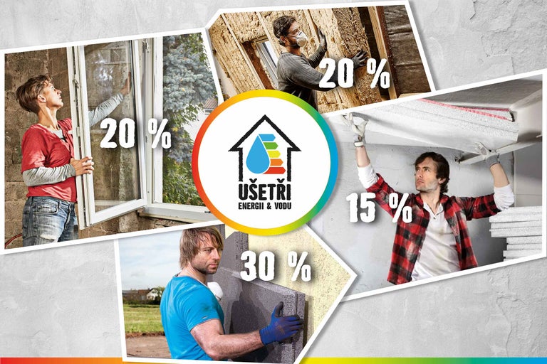 Ilustrace úspory energie okny, izolací fasád a stropů