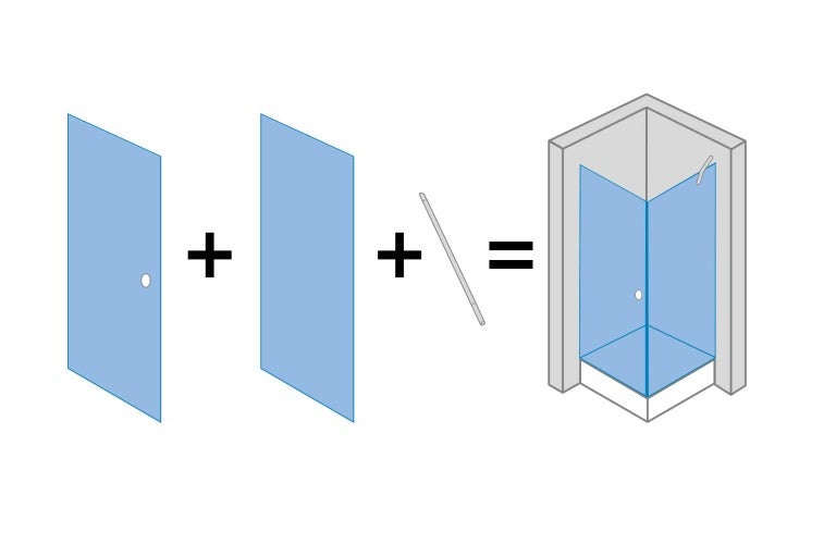 Zobrazení jednotlivých komponentů sprchového koutu