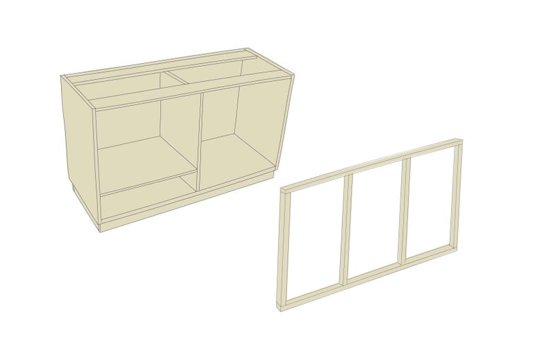 Hrubá stavba skříňky pod umyvadlo s rámem