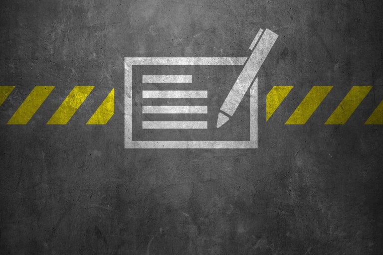 Symbol poznámek s perem na betonovém povrchu