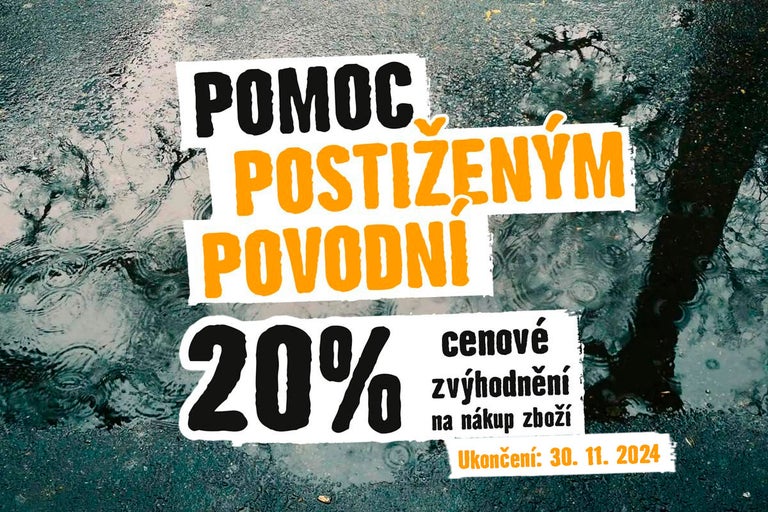 Pomoc obětem povodní: 20 procent sleva na nákupy do 30. 11. 2024