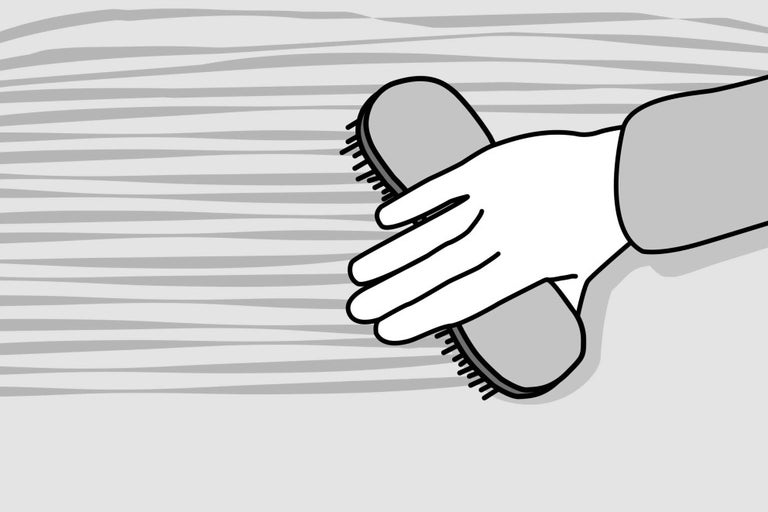 Ilustrace ruky, která kartáčuje povrch