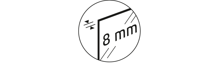 Symbol pro tloušťku materiálu 8 milimetrů