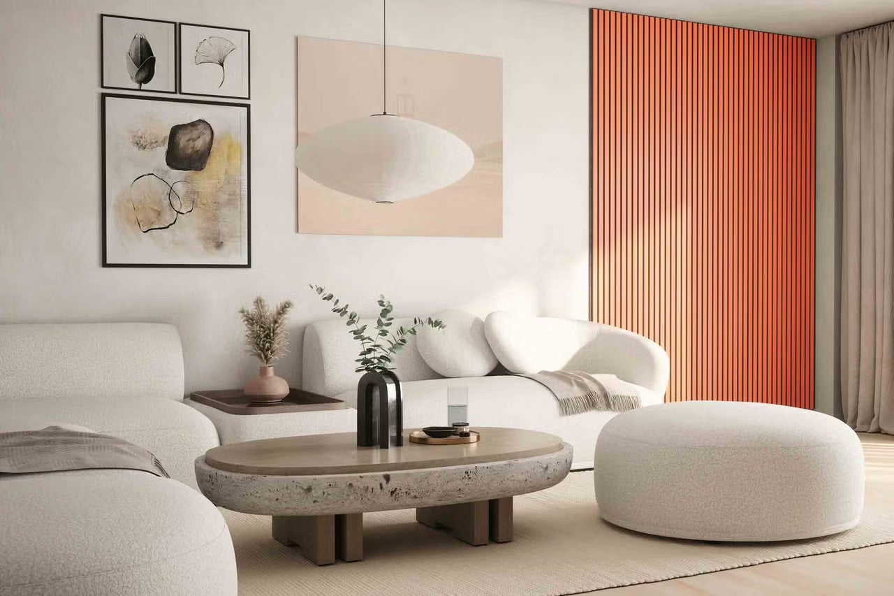 Akustické panely v obývacím pokoji