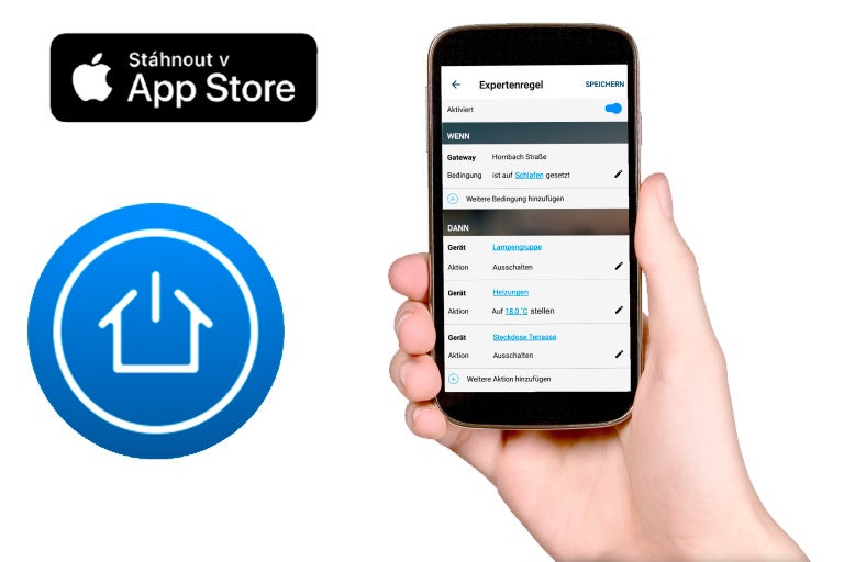 Ovládání chytré domácnosti pomocí aplikace a loga App Store