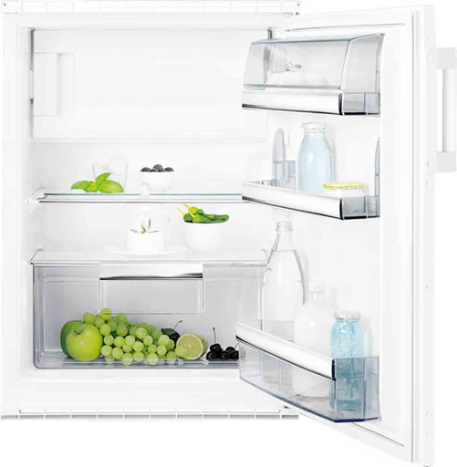 Otevřená lednička s potravinami