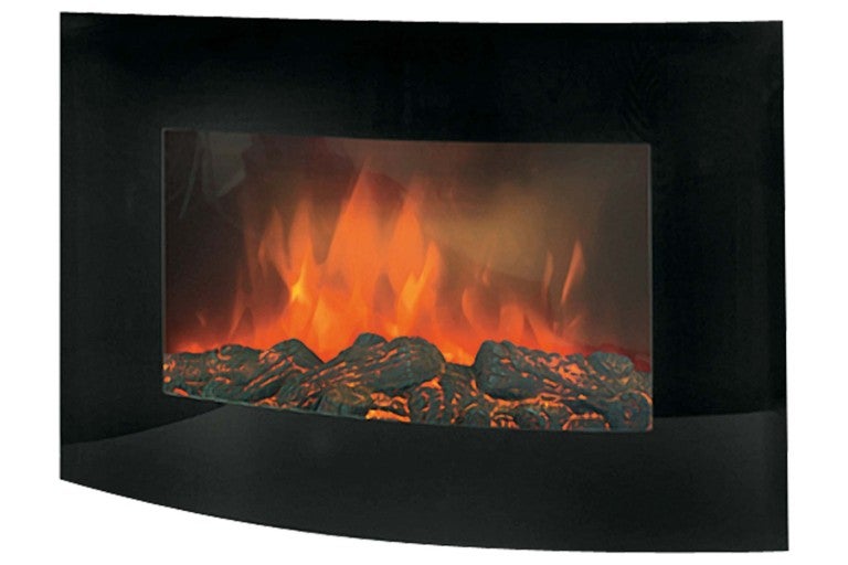 Elektrický nástěnný krb s efektem plamene a simulovanými poleny