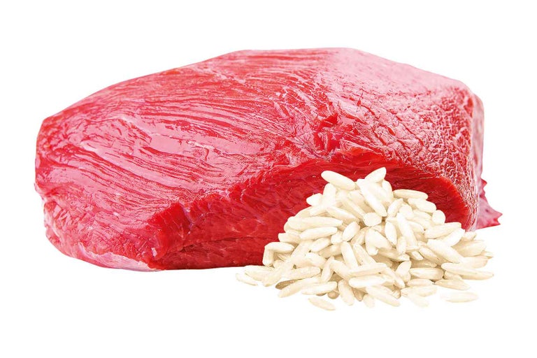 Čerstvé hovězí maso s rýží