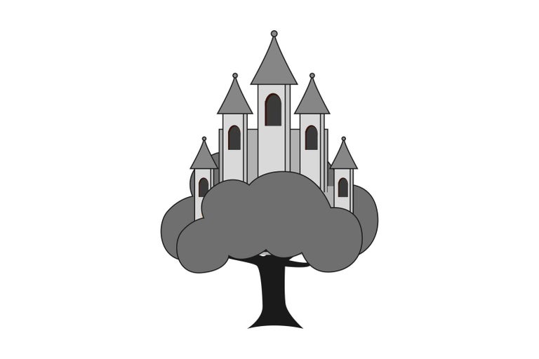 Ilustrace zámku na stromě