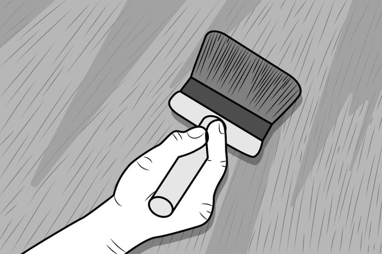 Ilustrace ruky držící kartáč na spáry