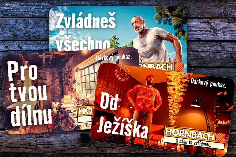 Dárkové poukázky Hornbach pro různé příležitosti.