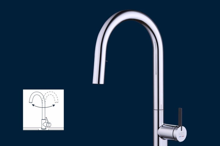 Kuchyňská baterie z kovu s otočným výtokem a návodem k použití