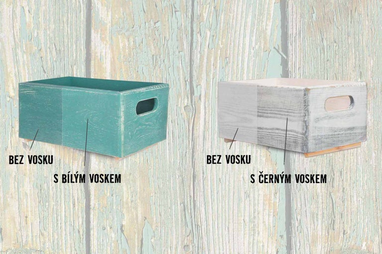 Dvě dřevěné bedny, ošetřené voskem