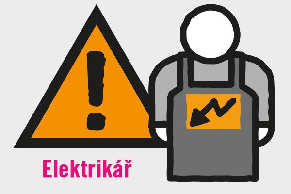 Symbol elektrikáře s výstražným znamením