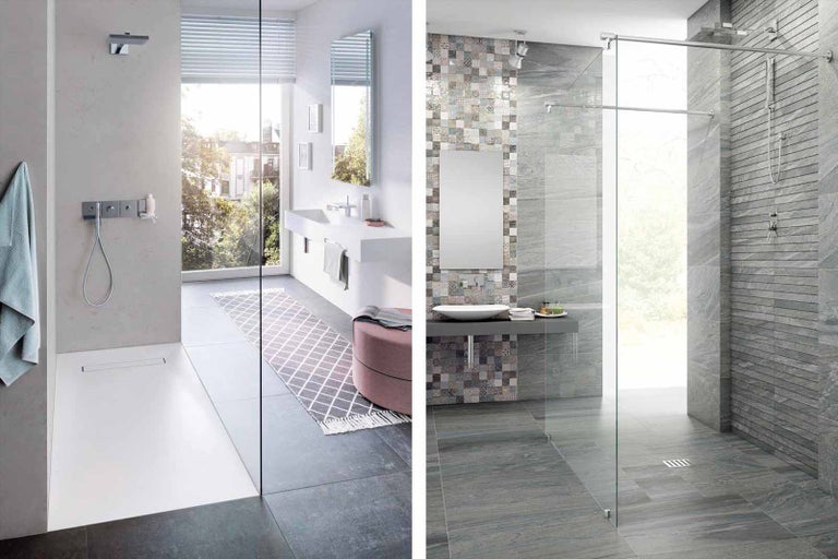 Moderní design koupelny se sprchou a umyvadlem