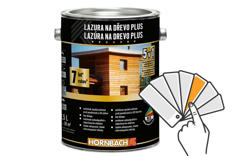 Plechovka lazury na dřevo Plus s vějířem barev