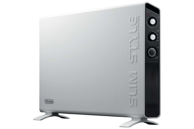 Ohřívač Delonghi Slim Style s otočnými ovladači.