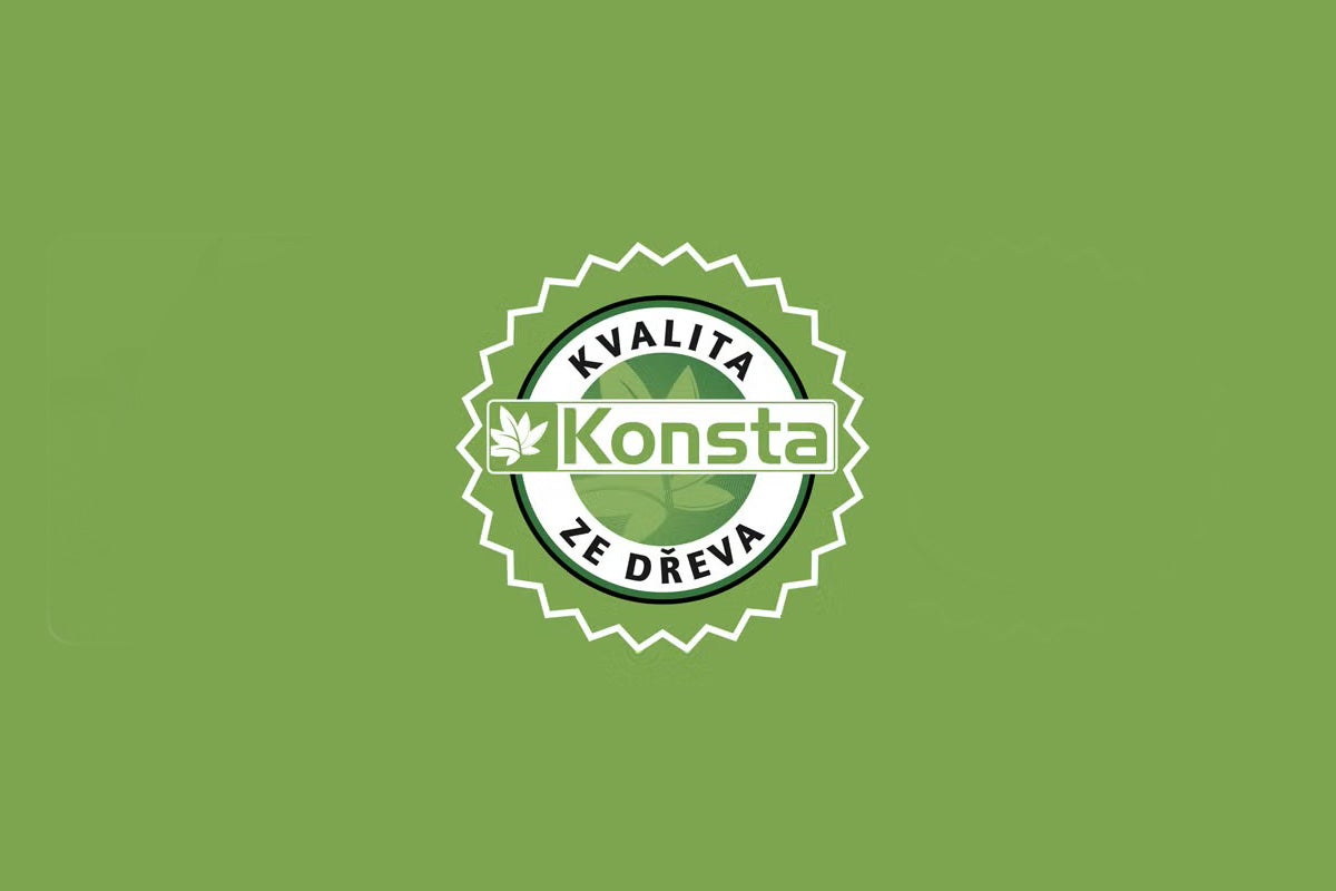 Logo znacky Konsta s textem Kvalita ze dreva
