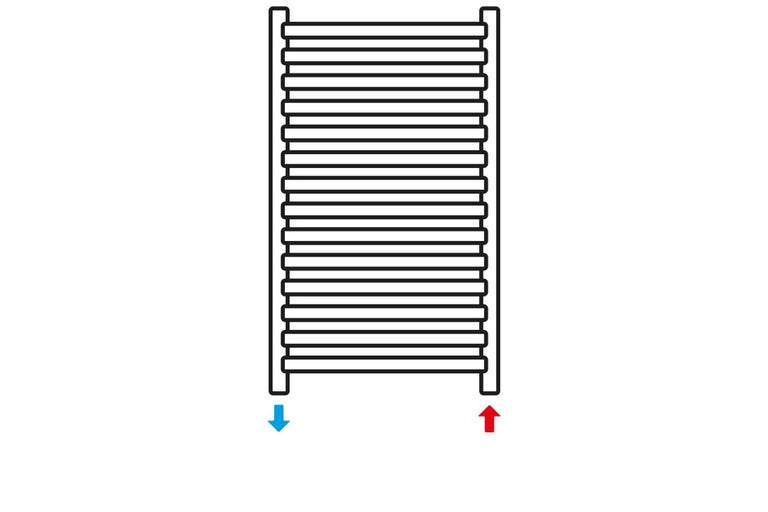 Nástěnný sušák ručníků s přívodem a odtokem