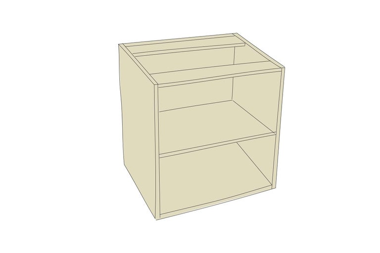 Otevřená dřevěná skříňka se dvěma přihrádkami