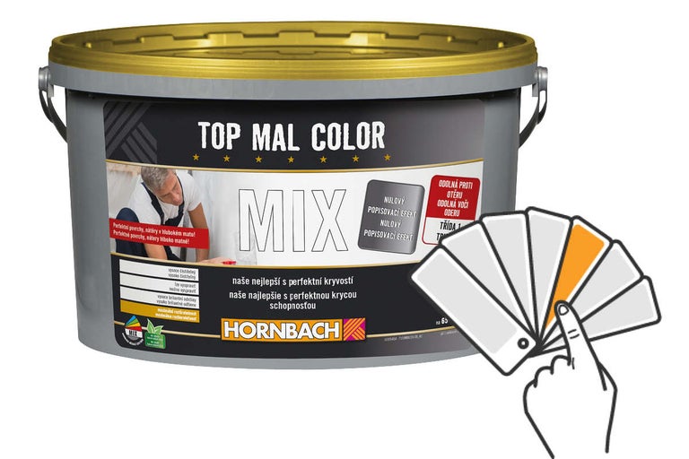Kbelík s barvou Top Mal Color Mix s vějířem barev