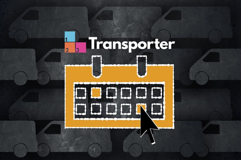 Symbol transportéru s kalendářem a kurzorem myši