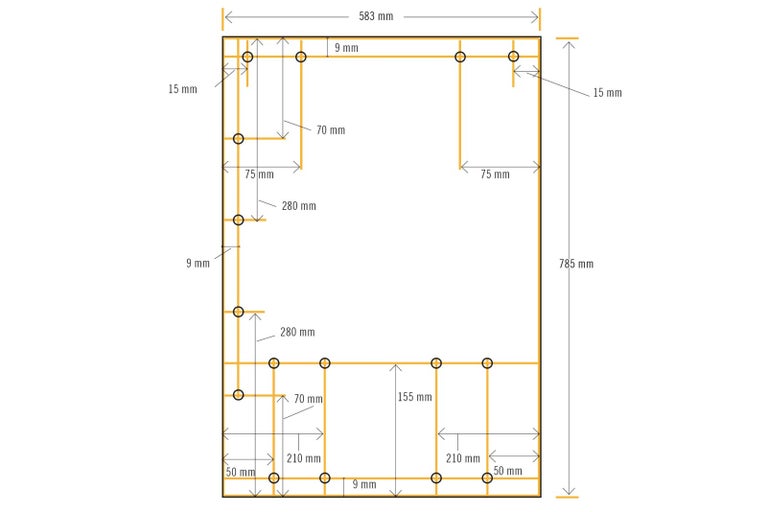 Schéma s rozměry kusu nábytku