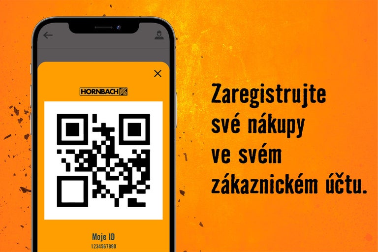 QR kód aplikace Hornbach pro registraci nákupů na zákaznickém účtu.