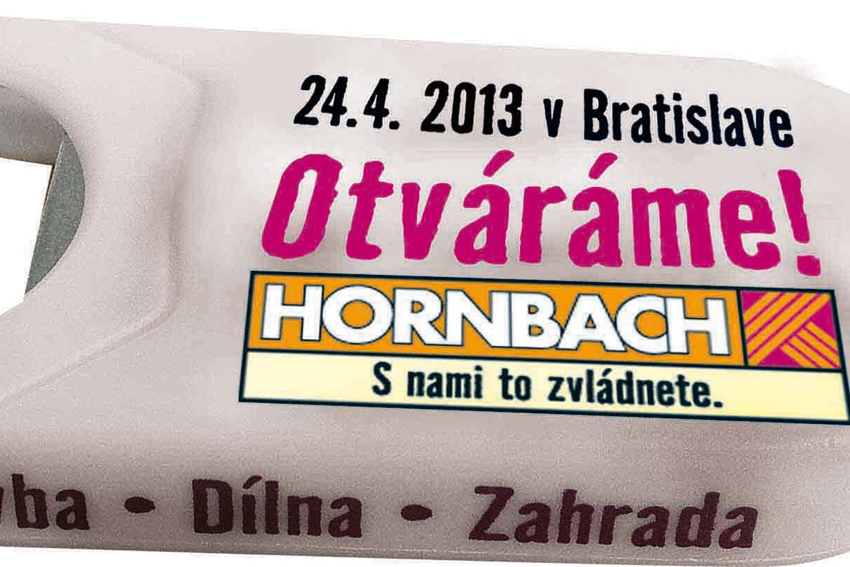 Reklama na otevření obchodu Hornbach s datem a místem