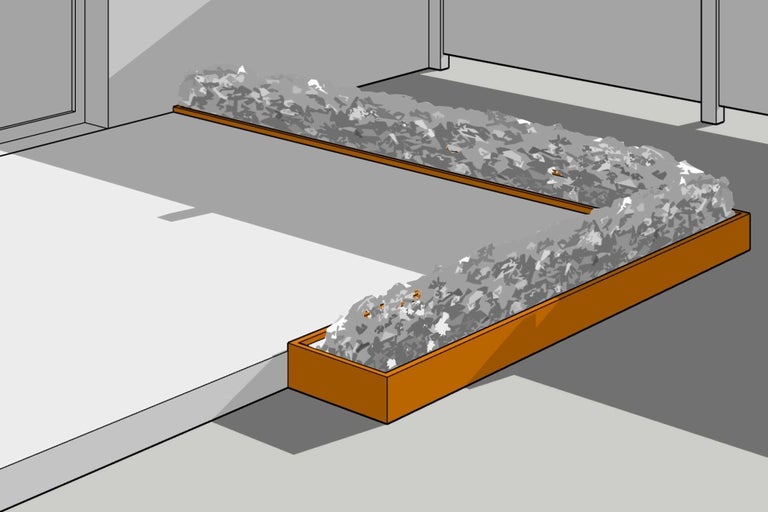 Ilustrace nádoby ve tvaru U naplněné izolačním materiálem