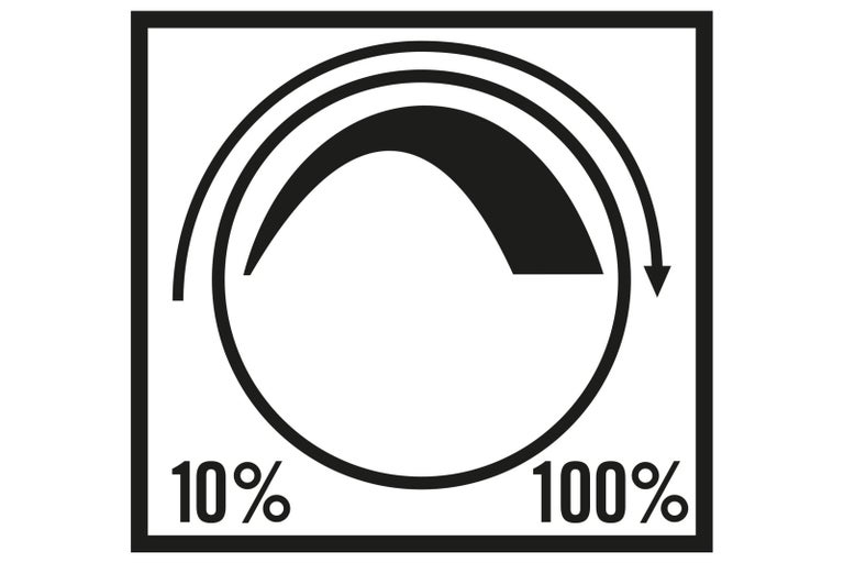 Symbol pro nastavitelný výkon od 10 procent do 100 procent