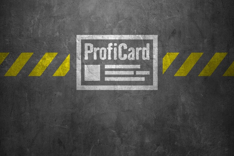 Logo Profi Card na tmavém pozadí