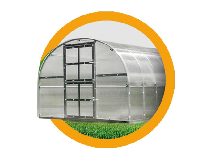 Skleník se dveřmi pro zahradu