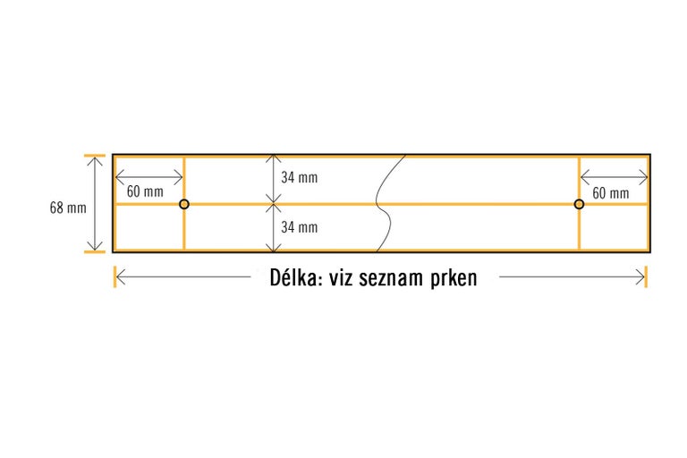 Schéma s rozměry pro dřevěné prkno