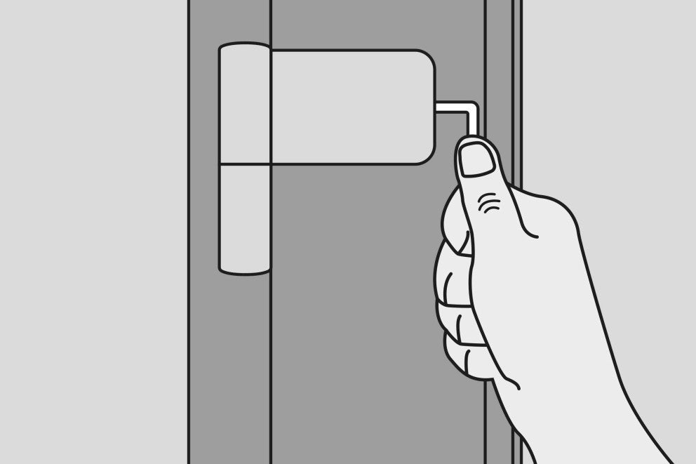 Ilustrace ruky ovládající kliku okna