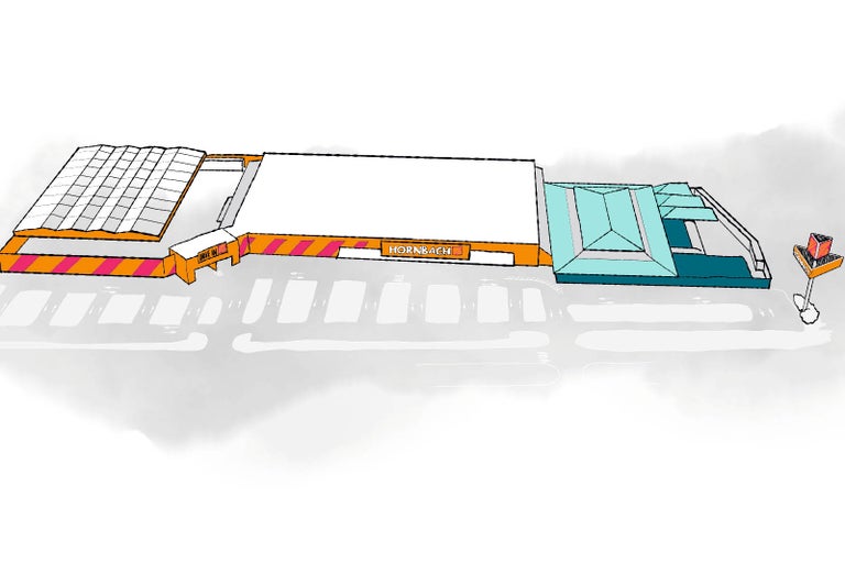 Ilustrace hobbymarketu Hornbach s Drive-In