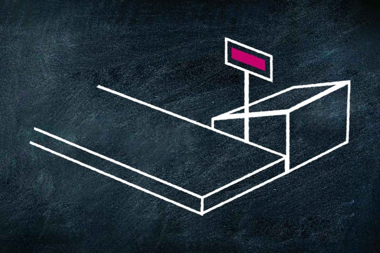 Ilustrace pokladny se skenerem