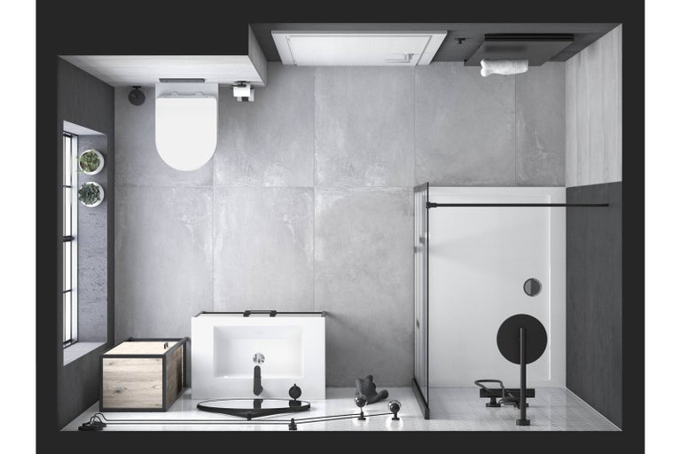 Koupelna s toaletou, umyvadlem a sprchou