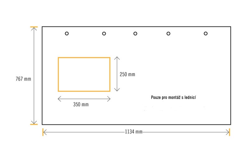 Schéma pro instalaci chladničky s rozměry
