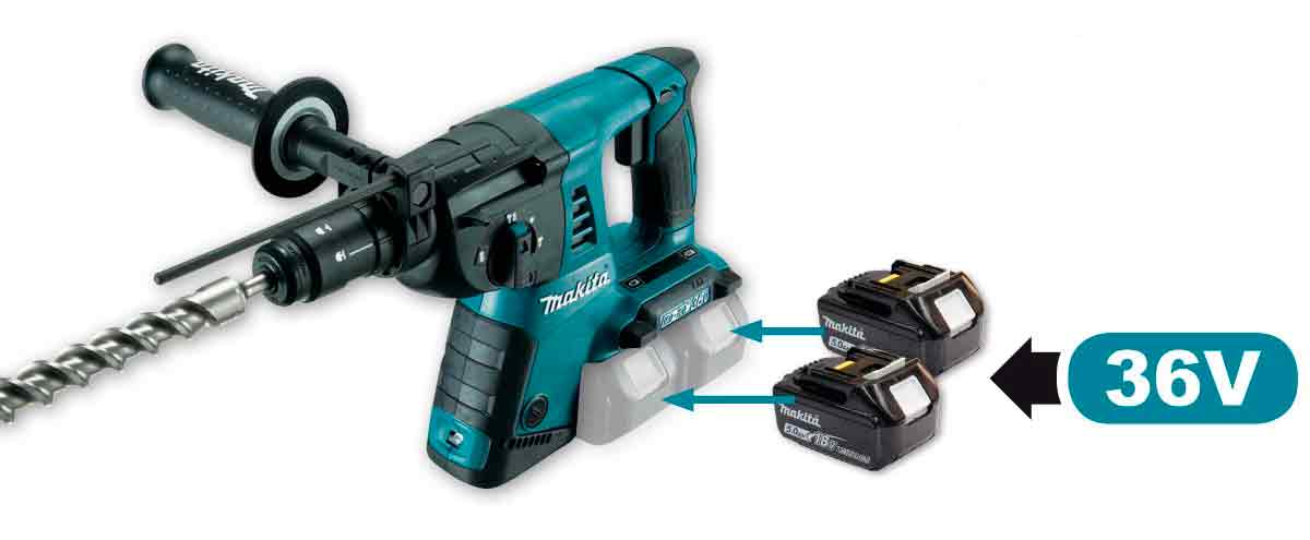 Vrtací kladivo Makita s 36voltovou baterií
