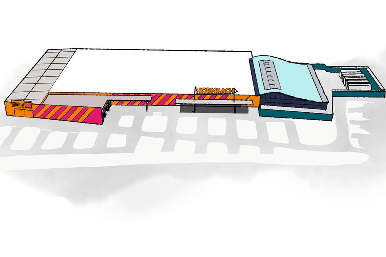 Ilustrace hobbymarketu Hornbach s Drive In