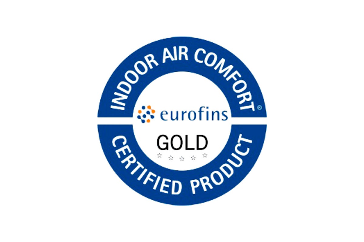 Certifikát Eurofins Indoor Air Comfort Gold pro prověřenou kvalitu vzduchu v interiéru.