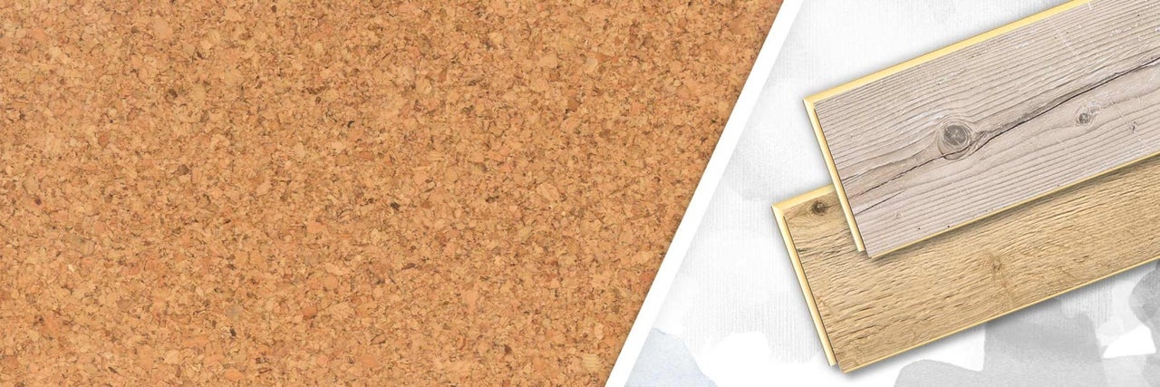 Korková deska a dva panely se vzhledem dřeva