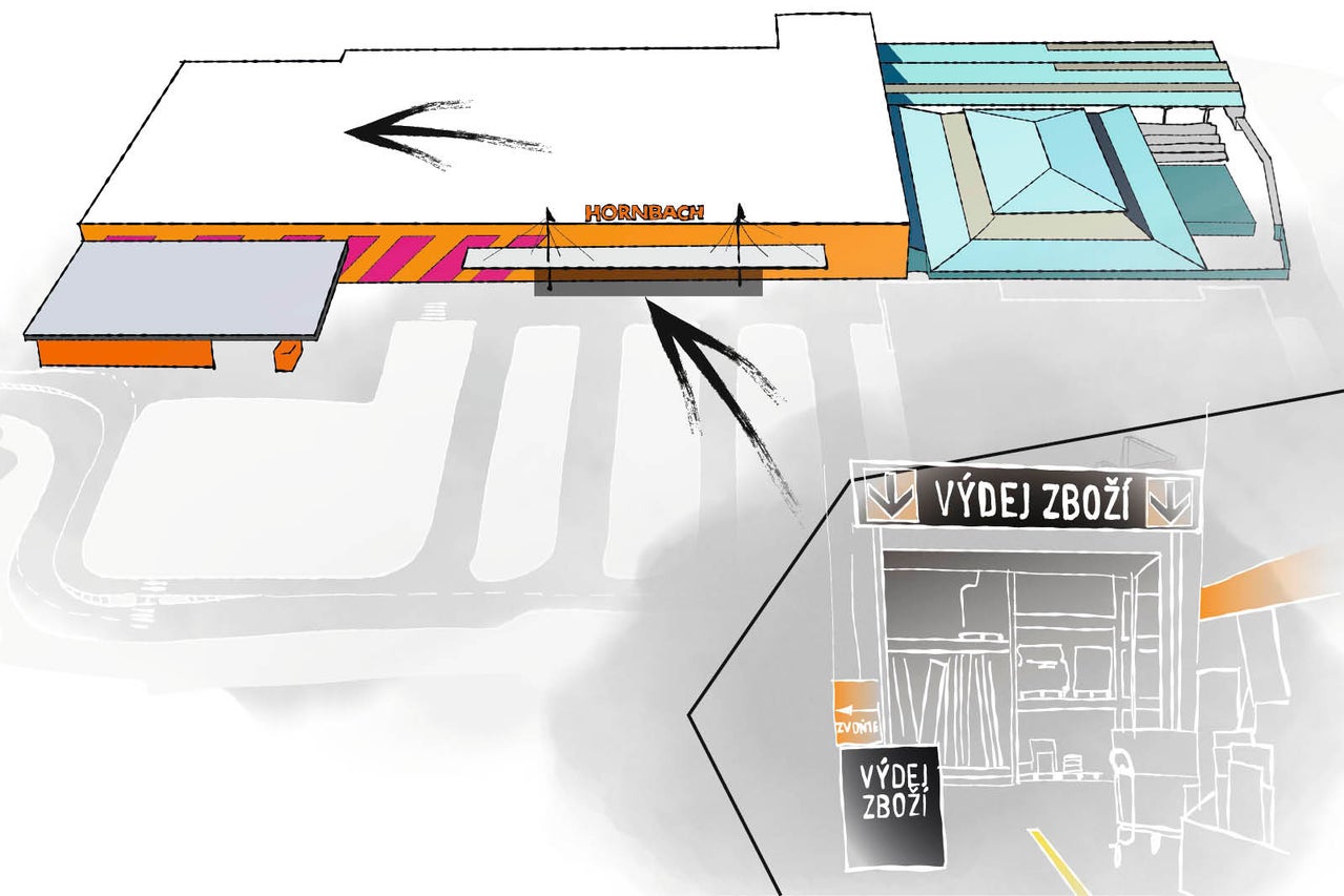 Ilustrace hobbymarketu Hornbach s odběrným místem