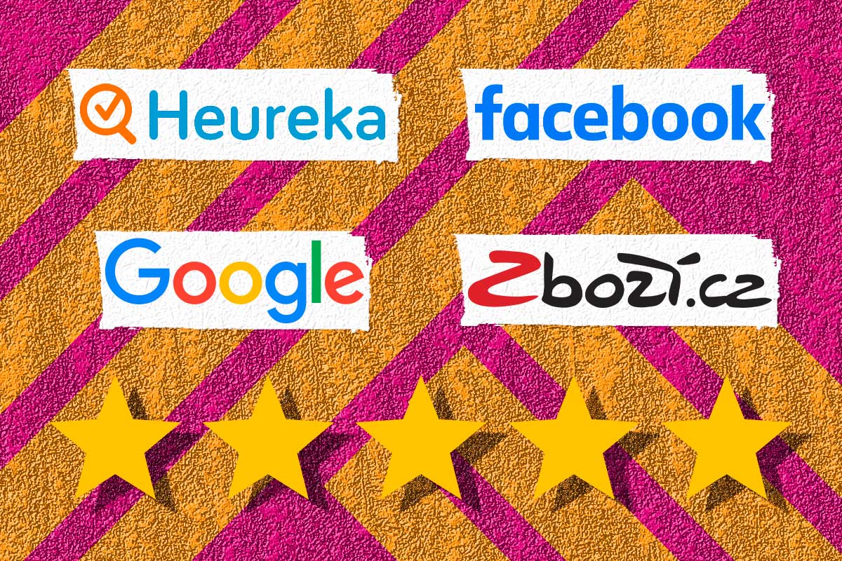 Obrázek s logy Google, Zboží.cz, Facebook a Heureka
